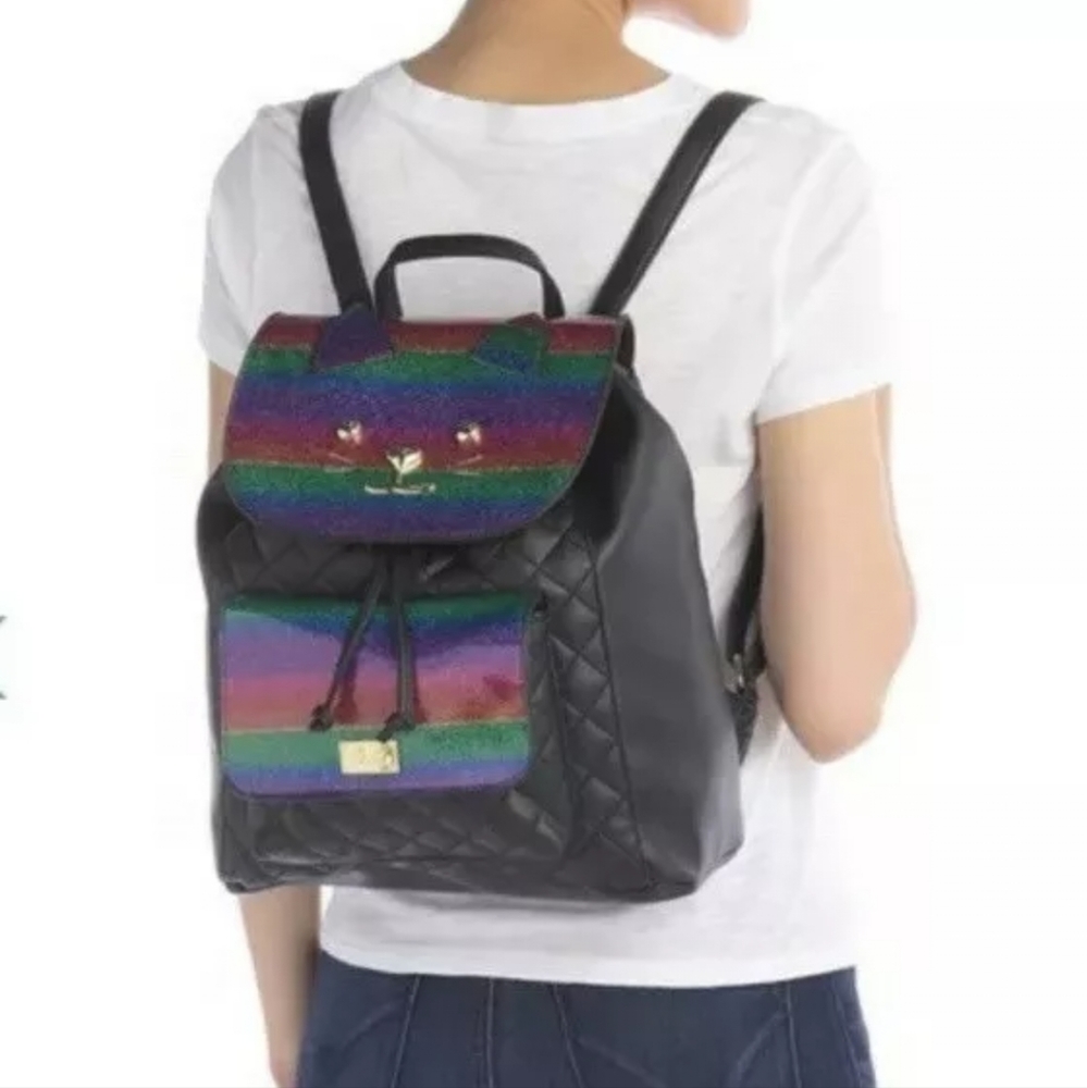 Luv Betsey By Betsey Johnson Marli Kitsch Drawstring Backpack Black - Picture 2 of 9